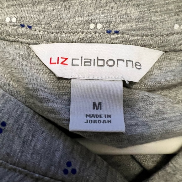 Liz Claiborne Womens V-Neck Short Sleeve T-Shirt / Lt. Grey Dot / Size M (NWT) - Picture 5 of 7